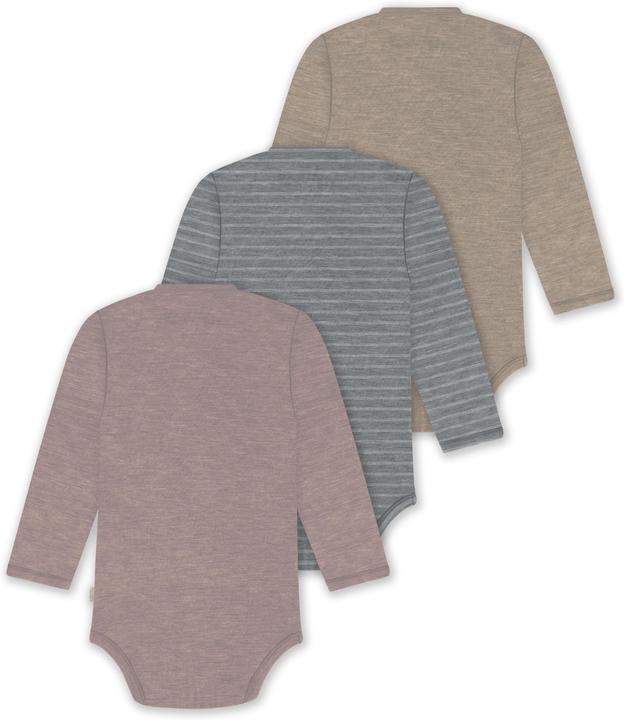 Produktbild Normani 3er Set Baby-Body Wickelbody Langarm Toddler-Bodysuit aus Merinowolle - 9357 (74)