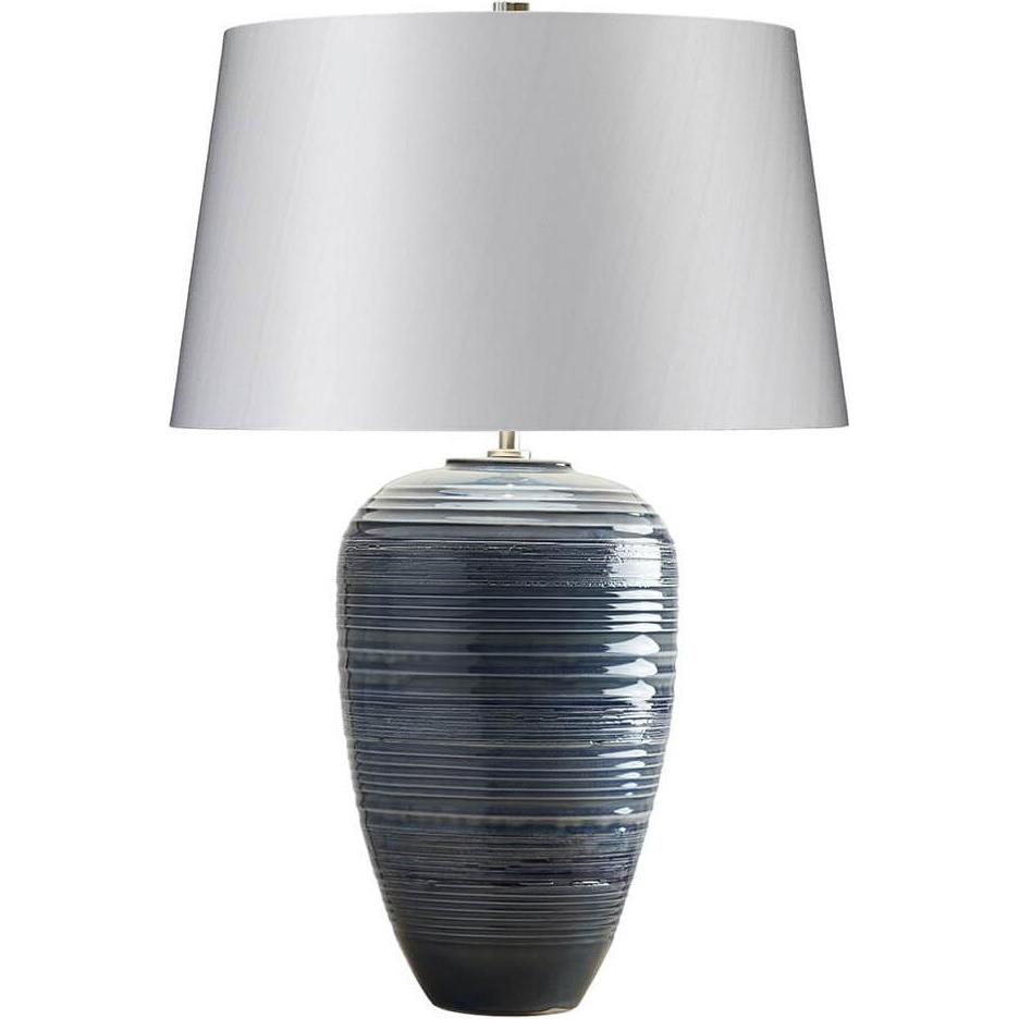 Elstead Lighting, Tischlampe, Poseidon Tischleuchte E27 Blaue Glasur Silber, Made in UK (E27)