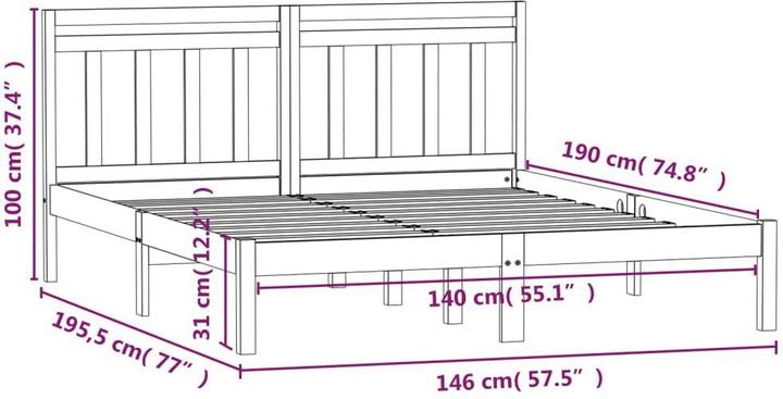 Produktbild vidaXL Bettrahmen (140 x 190 cm)