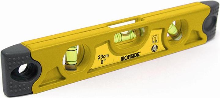 Actual product image Ironside Torpedo spirit level 23 cm, 3 vials, with magnetic base and rubber end caps (27.50 cm)