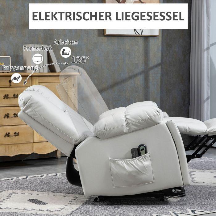 Produktbild Swisshandel24 Seniorensessel mit Aufstehhilfe, elektrisch, mit 8 Massagepunkten, Fernbedienung, 94x96x106cm, Hellg