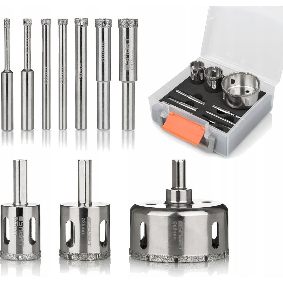 Smart365, Lochsäge, Bohrerset Galva. Diamant-Foraminiferen 4–68 mm Sechskant, 10 Stück (68 mm)