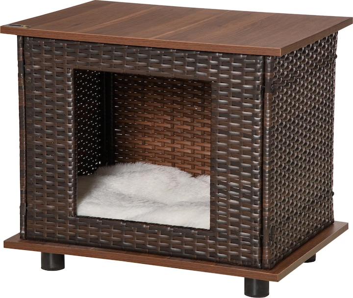Actual product image PawHut Rattan Dog House with Cushion