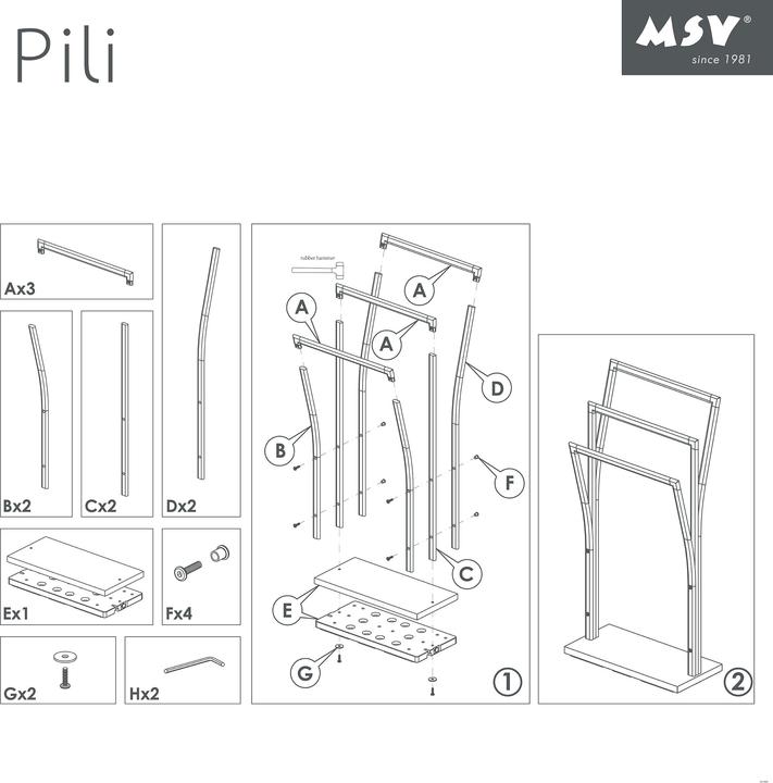 Image du produit MSV PORTE SERVIETTES PILI 41 X 18.5 X 87CM