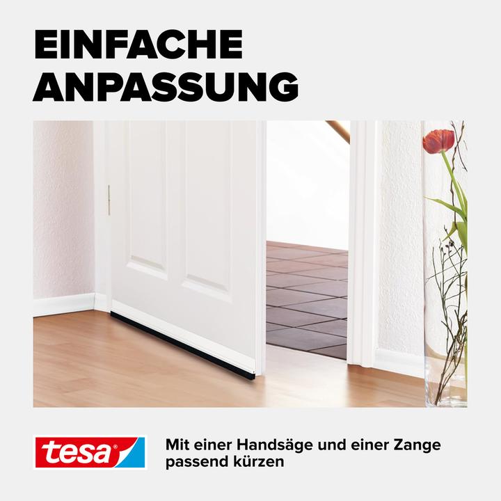 Produktbild tesa tesamoll STANDARD Türdichtschiene, selbstklebende Türdichtung für glatte Böden (0.10 kg, Weiss)