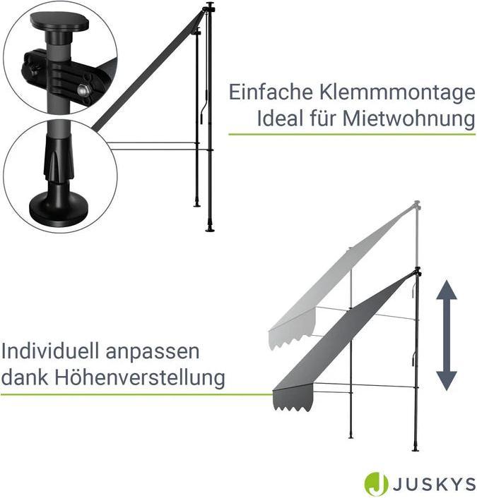 Image du produit Juskys Klemmmarkise Kapstadt 150x120 cm Grau (1.50 m)