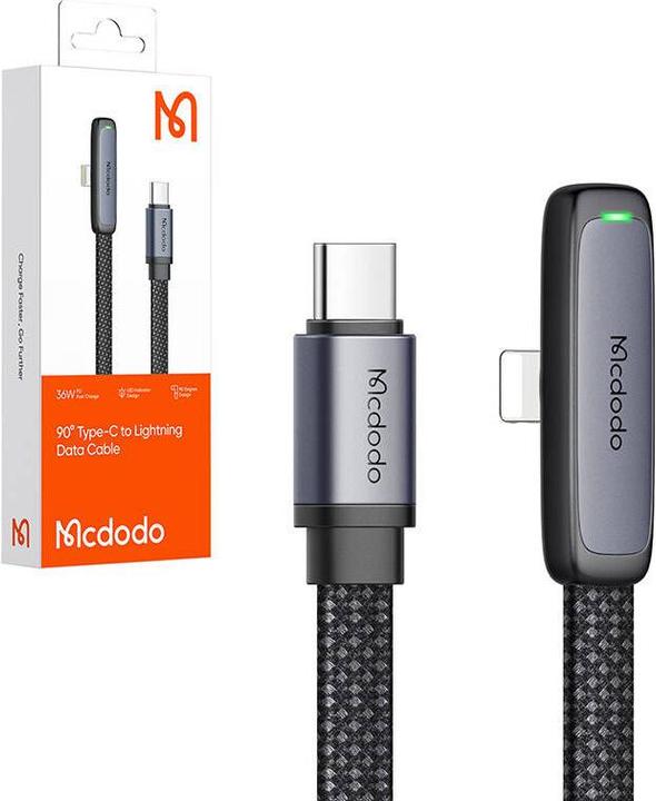 Image du produit Mcdodo Câble USB-C vers lightning angle CA-3351,1.8m (noir) (1.80 m, 36 W)