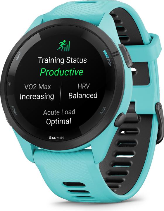 Actual product image Garmin 010-02810-12 Forerunner 265 Music, Aqua (46 mm)
