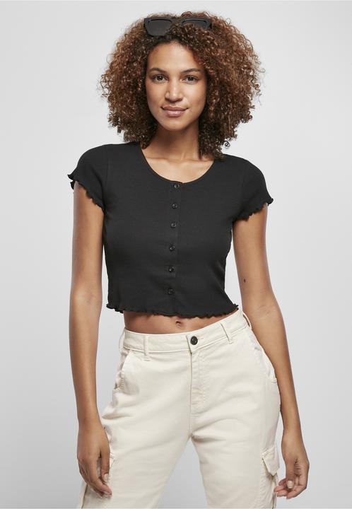 Image du produit Urban Classics Ladies Cropped Button Up Rib Tee (M)