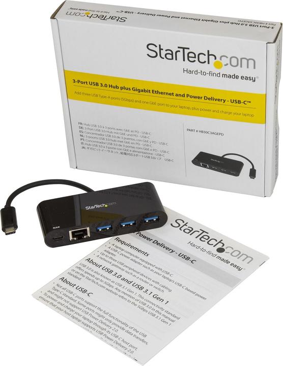 Image du produit StarTech 3PT USB 3.0 C HUB + GBE PD 2.0 (USB-C, 3 ports)