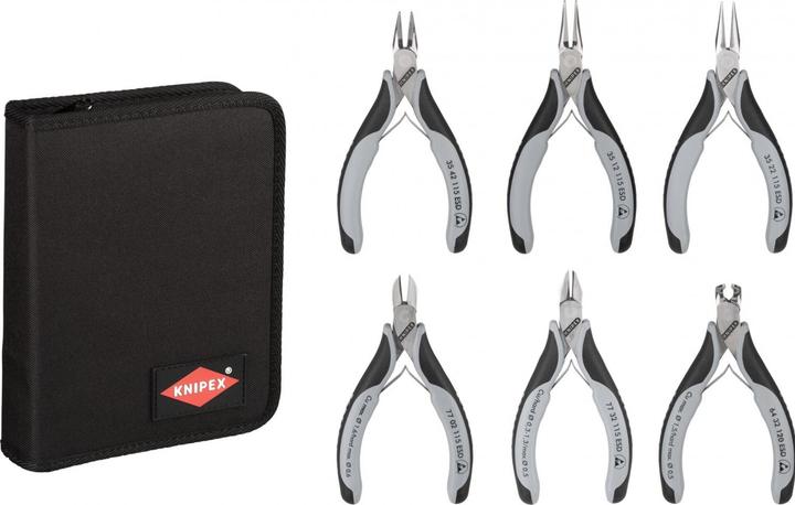 Productafbeelding Knipex Set elektronische tangen met gereedschap voor het werken aan elektronische componenten 00 20 17 (216 mm)