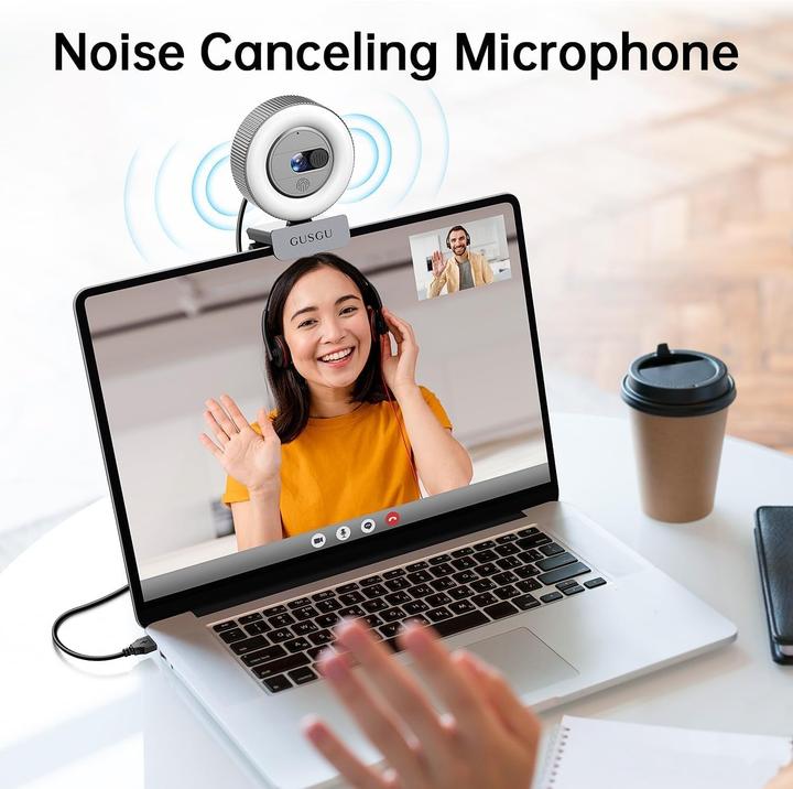 Actual product image Gusgu 2K Quad HD Webcam G910 mit Mikrofon und Sichtschutz (5 Mpx)