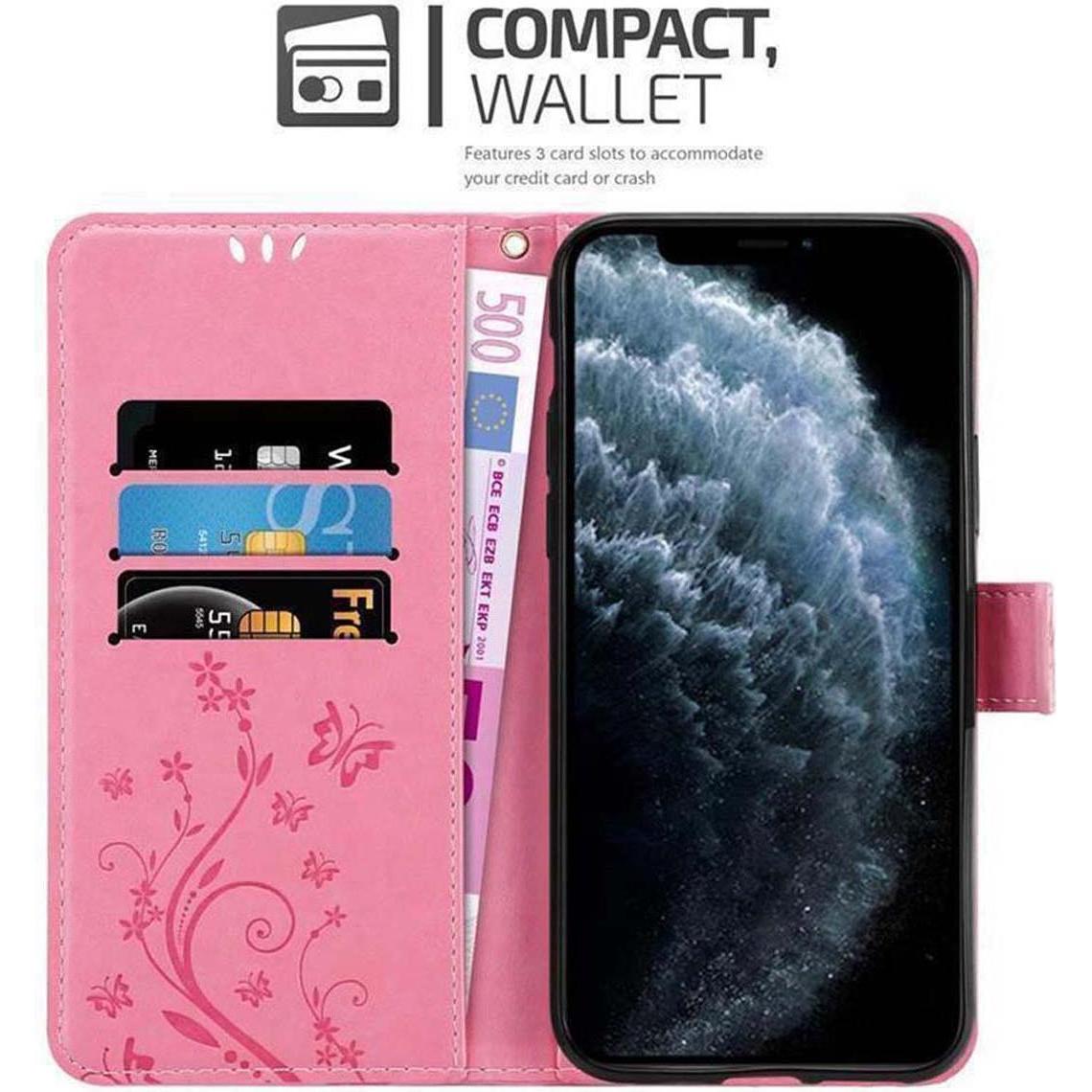 Thumbnail - Cadorabo Flower Book Cover (Apple iPhone 11 Pro), Smartphone Hülle, Rosa
