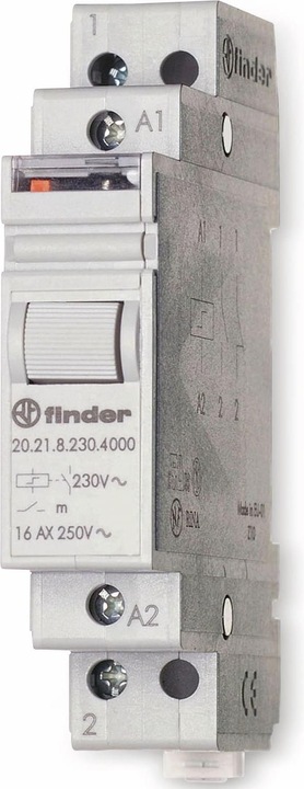 Immagine prodotto Finder Alimentazione 230VAC 20.21.8.230.4000 serie 20 per guida DIN 1S 16A 20.21.8.230.4000 (202182304000)