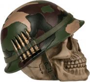 Image du produit Ootb Tirelire avec serrure, crâne avec casque militaire (15 x 14 cm)