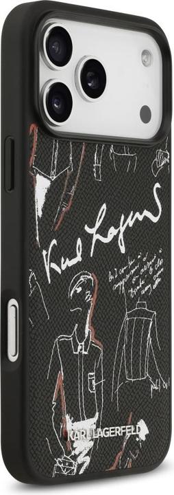 Produktbild Karl Lagerfeld - Hardcase Grained Pattern Logo (KLHMP17XPGGRMPK) - iPhone 17 Pro Max - Black (Apple iPhone 17 Pro Max)