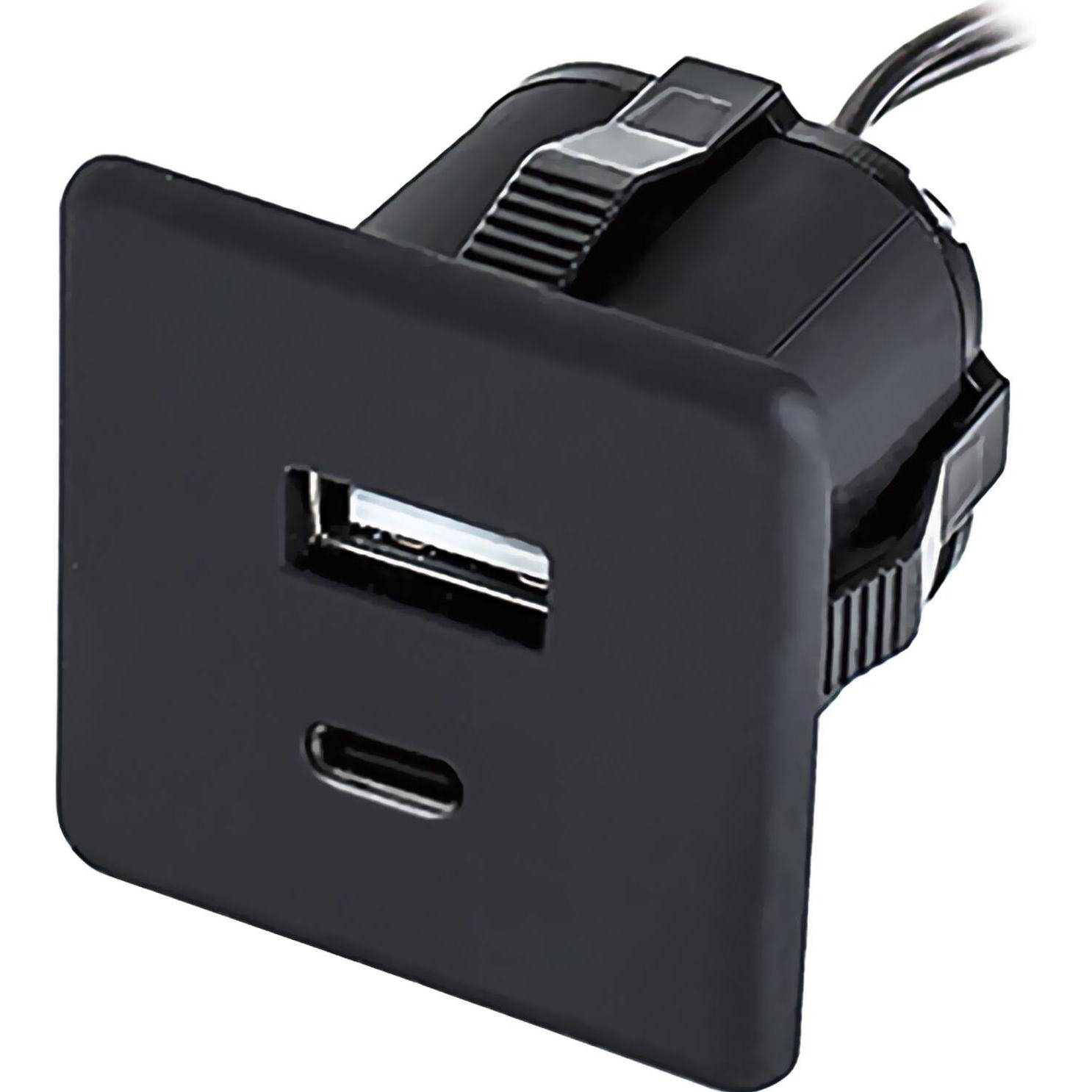 Furnika Einbau USB-Charger schwarz 1xTYP-A + C (12 W), USB Ladegerät, Schwarz