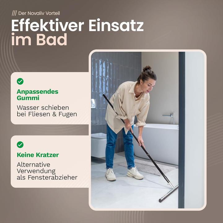 Actual product image Novaliv Wasserschieber Bodenabzieher 45cm mit Stiel 137 cm Duschabzieher Abzieher Dusche Boden Abzie