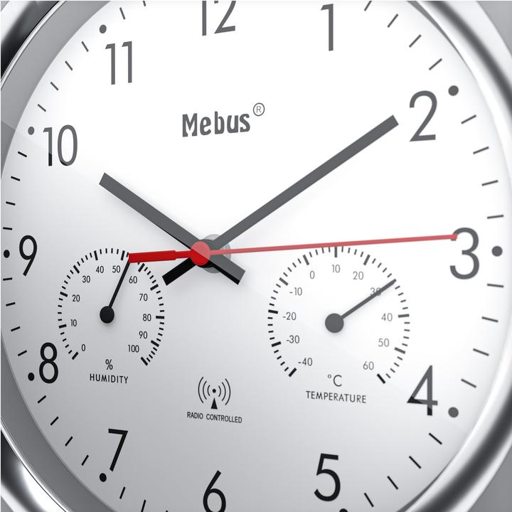 Actual product image Mebus 19454 Radio-controlled wall clock with thermo/hygromes (25 cm)