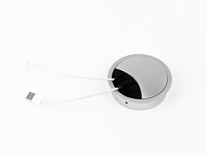 Productafbeelding TecLines TKD002CM Tafelkabeldoorvoer rond 80mm, mat chroom (Kabelopening)