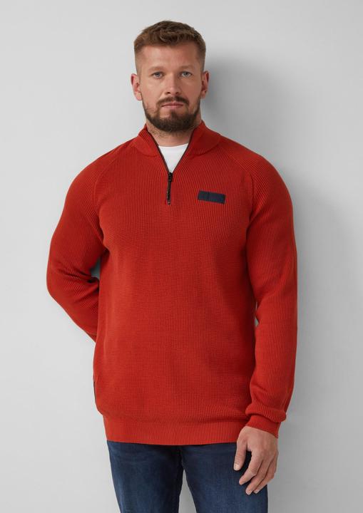 Produktbild s.Oliver Strickpullover Pullover aus Strukturstrick mit Troyer-Kragen (XXL)