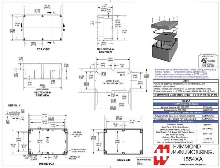 Image du produit Hammond Boîtier PC étanche Couvercle fumé (Boîtier)
