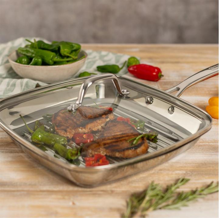 Actual product image Kuhn Rikon Glass lid with stainless steel handle square shape 27 x 27 cm (27 cm, Glass, Metal)