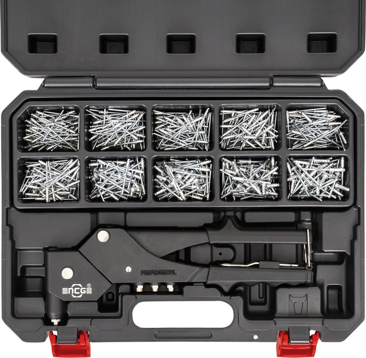 Actual product image Stier Premium blind rivet set with 360° manual riveting pliers and 501-piece blind rivets