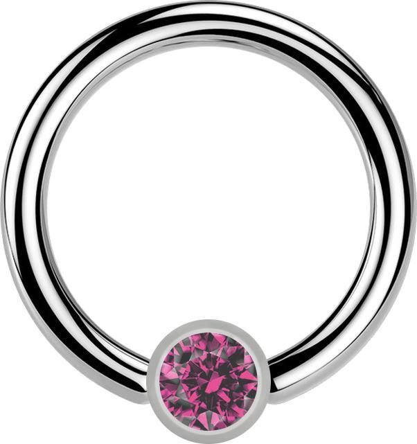 Actual product image Star Piercing Micro Ball Closure Ring silver and crystal pink (Titanium, without brass)