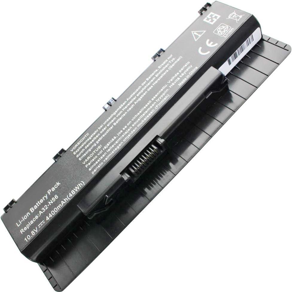 ASUS A31-N56 (6 Zellen, 4400 mAh), Notebook Akku, Schwarz