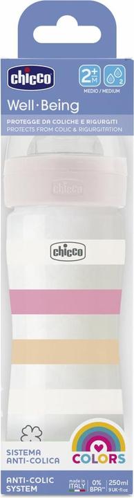 Actual product image Chicco Baby bottle, PP, 0% BPA, 250 ml, physiological teat silicone, medium flow, WHITE - 2m+. (250 ml)