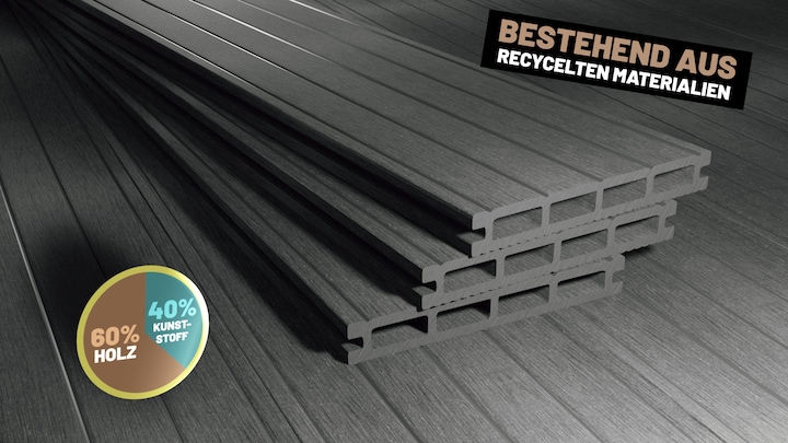 Produktbild ® 34m² Hellgrau WPC Terrassendielen Komplettset