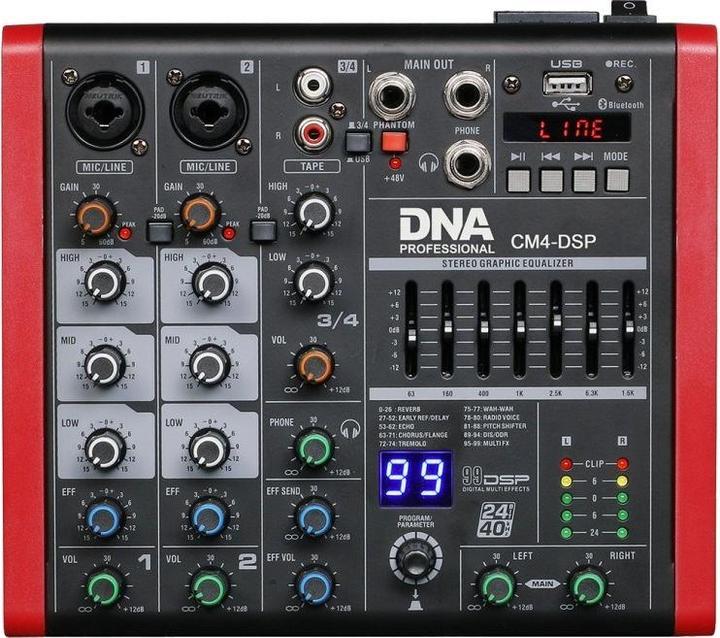 Image du produit No Name DNA CM4-DSP USB MP3 Bluetooth Phantom Audio Mischpult (Studio et mixeur live)