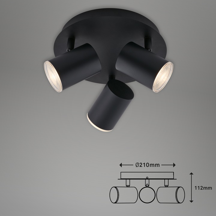 Produktbild Briloner LED Bad Spotleuchte, schwarz, exkl. 3xLED/GU10 (GU10)