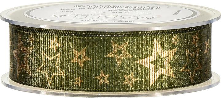 Produktbild Mabella Dekoband für Weihnachten mit Sternenmuster Grün Gold