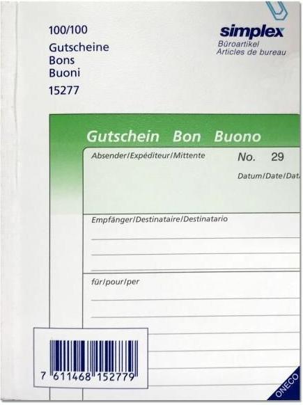 Simplex Gutscheine dreisprachig A6 (100x)