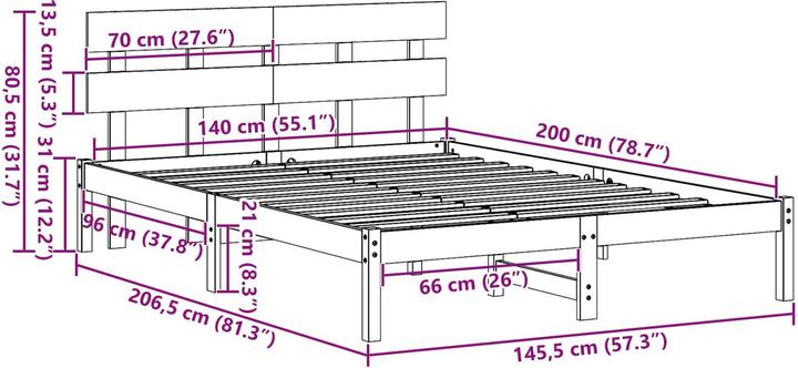 Image du produit vidaXL Bettgestell (140 x 200 cm)