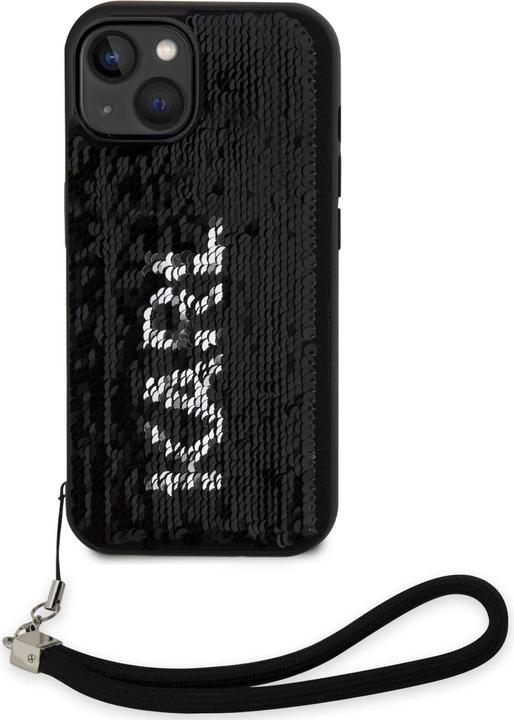Actual product image Karl Lagerfeld Coque paillettes glitters réversibles bicolore avec lanière poignet amovible / (Apple iPhone 15)
