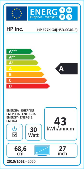 Label énergétique HP E27d G4 (2560 x 1440 pixels, 27")