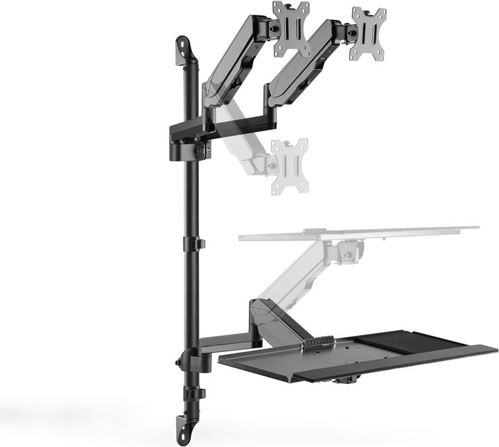 Produktbild Digitus Flexibler Steh / Sitz Arbeitsplatz zur Wandmontage, Dual Monitor (Tisch, 32", 19 kg)