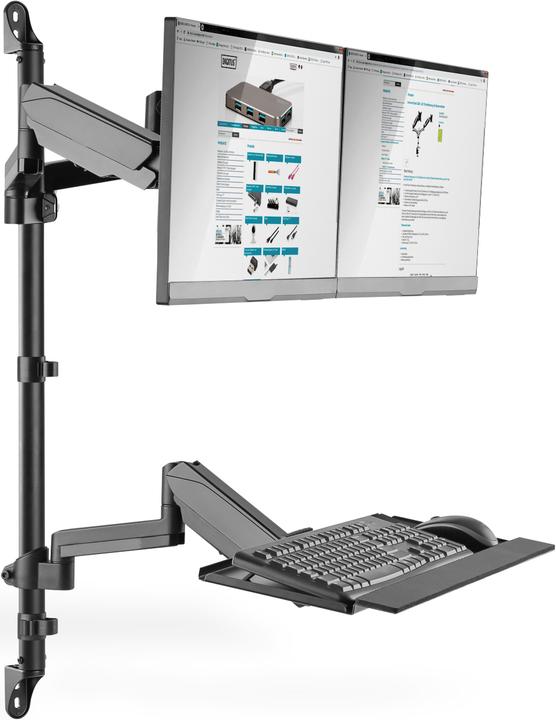Produktbild Digitus Flexibler Steh / Sitz Arbeitsplatz zur Wandmontage, Dual Monitor (Tisch, 32", 19 kg)