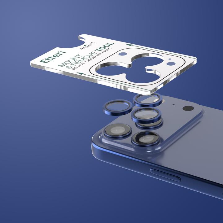 Actual product image Etteri camera lens protector for iPhone 17 Pro / 17 Pro Max blue (1 pcs., Apple iPhone 17 Pro, Apple iPhone 17 Pro Max)