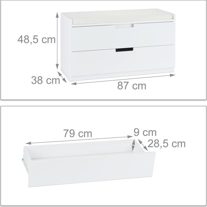 Actual product image Relaxdays Hallway Bench, 2 Drawers (87 cm)