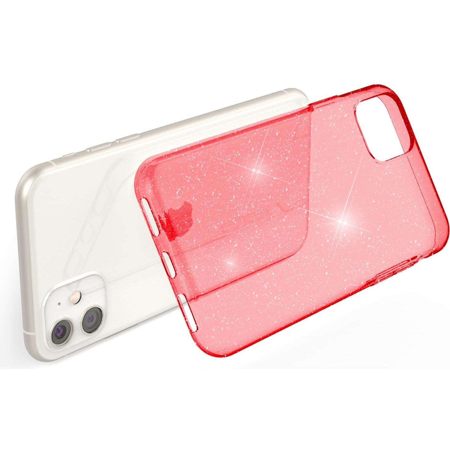Thumbnail - Nalia Glitzer Hülle (Apple iPhone 11), Smartphone Hülle, Rot