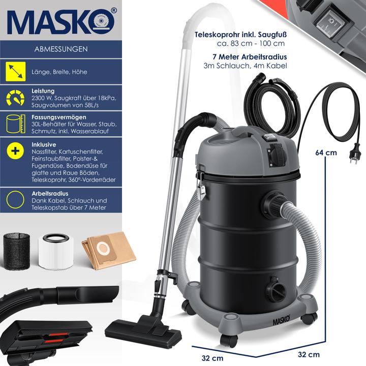 Actual product image Masko Industrie-Staubsauger mit Blasfunktion (Ash vacuum cleaner, Wet dry vacuum cleaner)