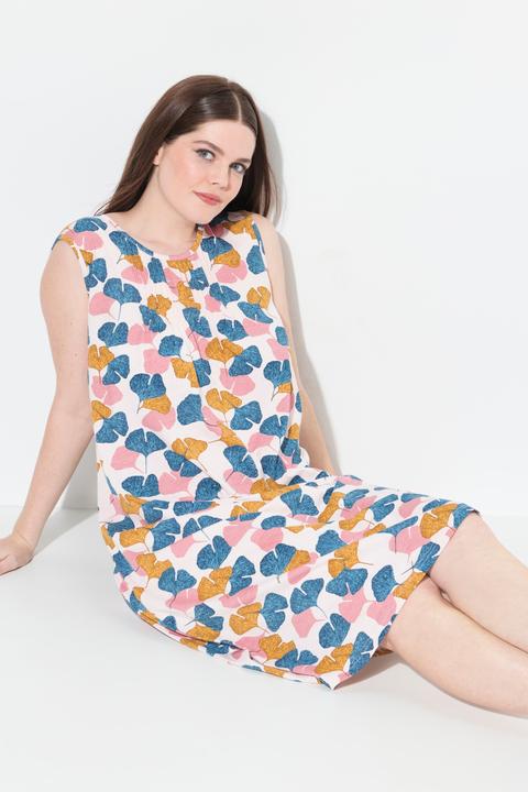 Immagine prodotto Ulla Popken Camicia da notte dal taglio smanicato in cotone biologico con ginkgo e scollo a girocollo (42, 44)