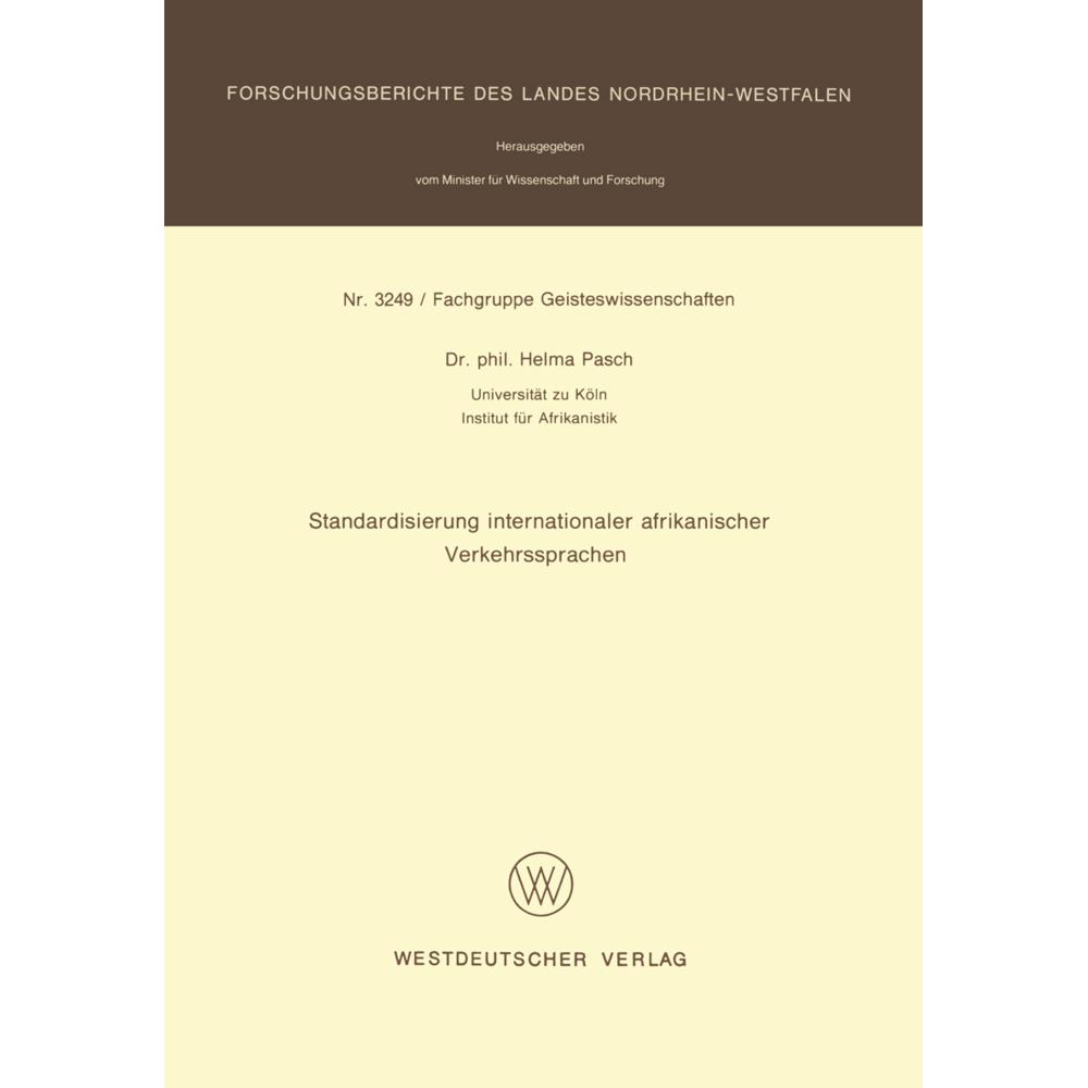 Standardisierung internationaler afrikanischer Verkehrssprachen, Fachbücher von Helma Pasch