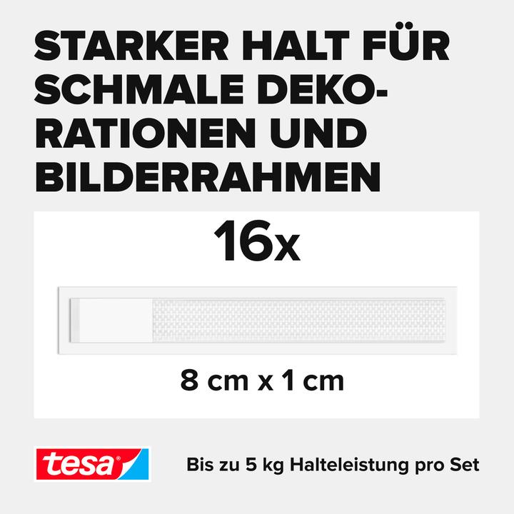 Image du produit tesa Powerstrips CLICK - Klett-Klebepads - Bilder aufhängen ohne Bohren - Slim - 16x 2 Stück (120 mm, 5 kg)
