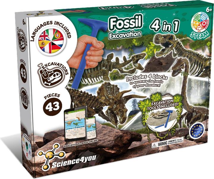 Produktbild Science4you Dino Ausgrabungsset 4 in 1 - Dino Spielzeug, 4 Dinosaurier Ausgraben - Fossilien Ausgrab