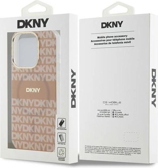 Actual product image DKNY PC/TPU Repeat Pattern Tonal Stripe Magsafe Case for iPhone 15 Pro Pink (Apple iPhone 15 Pro)